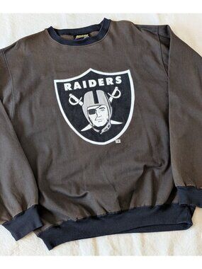 Vintage Oakland Raiders 90s Brown Cotton Twill Sweatshirt Insignia Sport USA XL